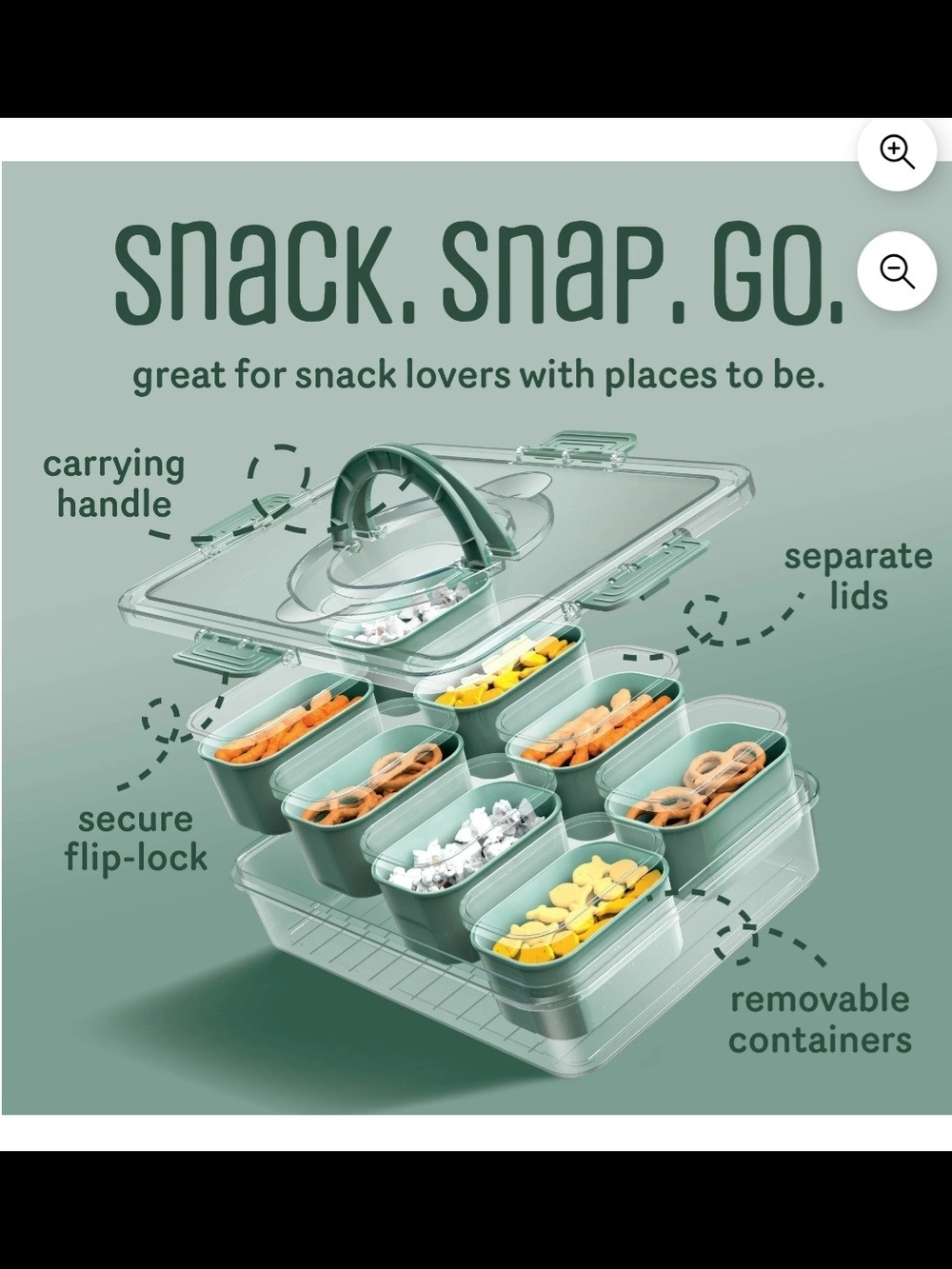 Snack Box CWC Cook With Color 8 Individual Compartments With Lids 2-pack - Picture 9 of 11